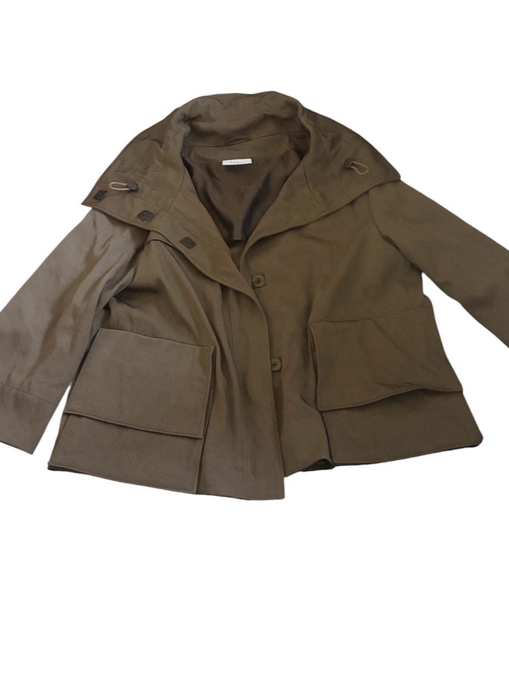 Akris Punto Brown Funnel Collar 3/4 Sleeve Twill Jacket - Picture 4 of 5
